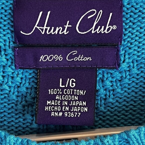 VTG Hunt Club Mens Large Sweater Blue Grandpa Core Cable Knit Pullover Japan 90s - Picture 3 of 11